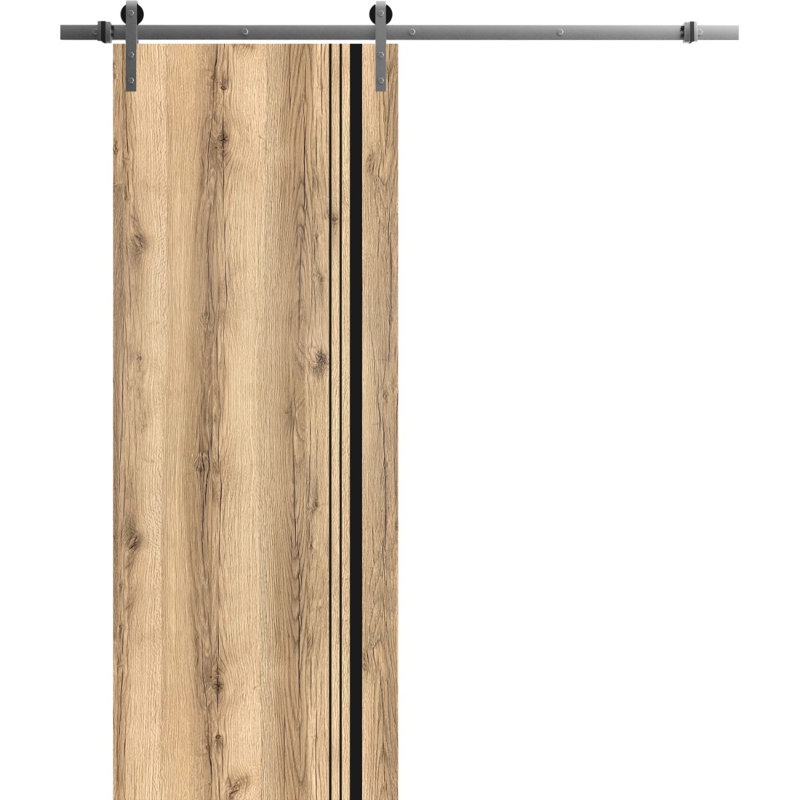 Porte de grange en bois massif massif, Chêne, 24 po x 80 po