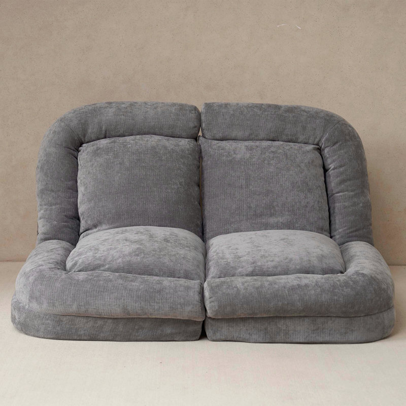 Convertible Fold-Out Double Sofa Bed, Gray