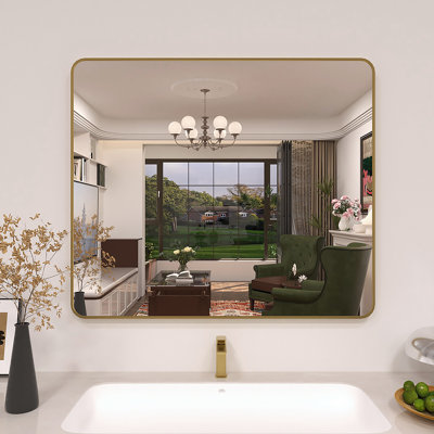 Lucha Gold Framed Wall Mounted Bathroom Vanity Mirror with Tempered Glass