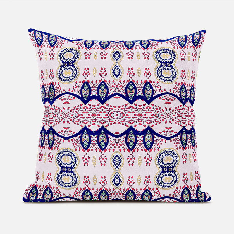 Floral Reversible Throw Pillow, 20" x 20", White/Red/Blue