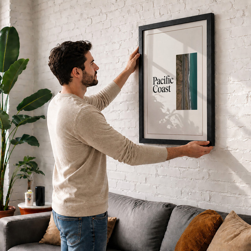 Pacific Coast Minimalist - Framed Print, A4 - 29.7 x 21.0 cm, White