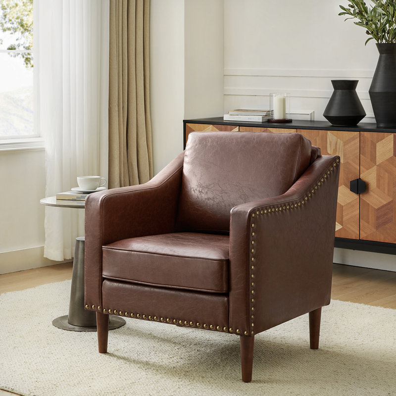 Fauteuil Almetia, Similicuir brun