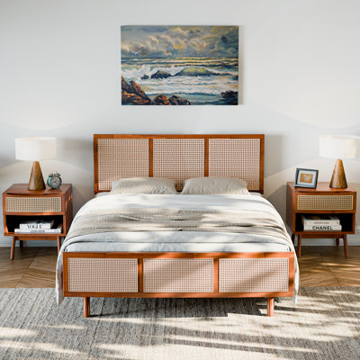 Arnitra Solid Wood Platform Bed With Rattan by Bay Isle Home