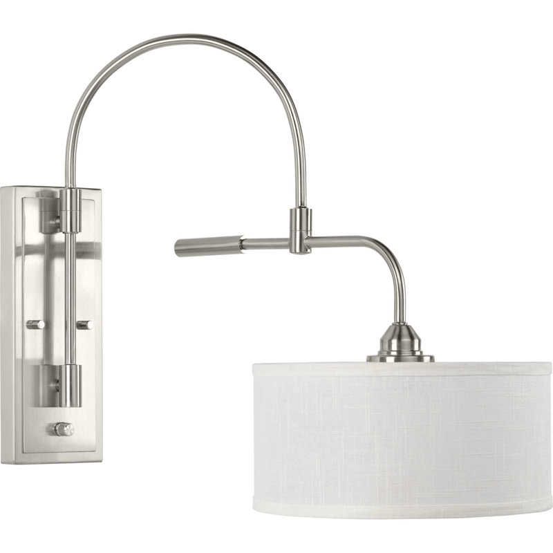 Applique murale articulée à 1 lumière Shellson, Nickel brossé, Linge d'été