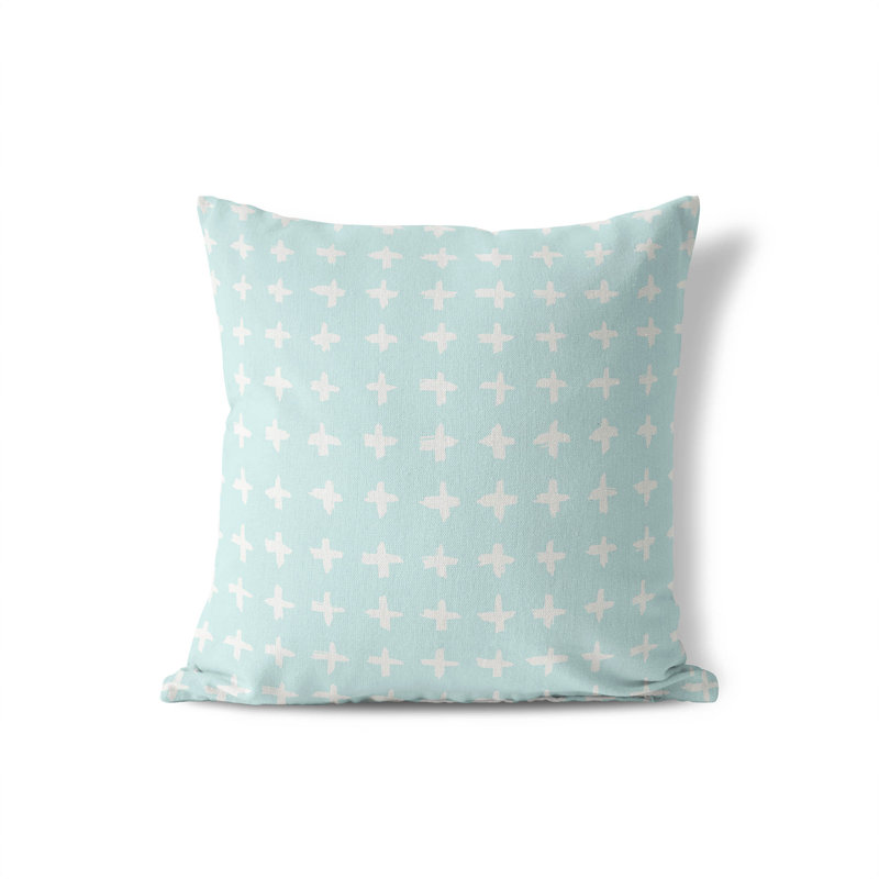 Coussin décoratif à carreaux, H 18 po x l 18 po, Bleu clair / bleu