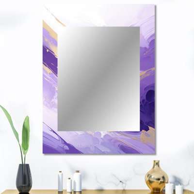 Purple and Gold Dynamic Abstractions I - Abstract Mirror, Purple Decorative Wall Mirror, Printed Metal Art