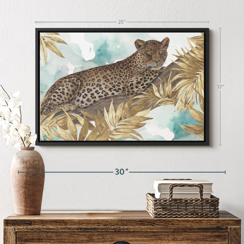 «Golden Leopard Wall Art», H 17 po x l 25 po