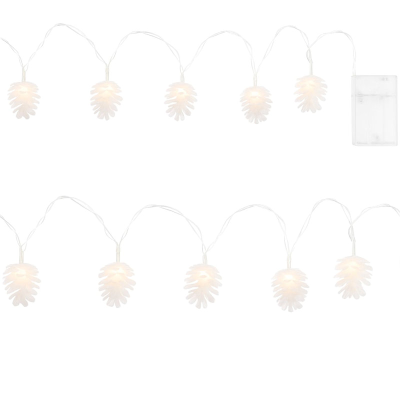  10 LED Pine Cone String Lights – Warm White, Soft Plastic, Indoor Outdoor Decorative Lighting
