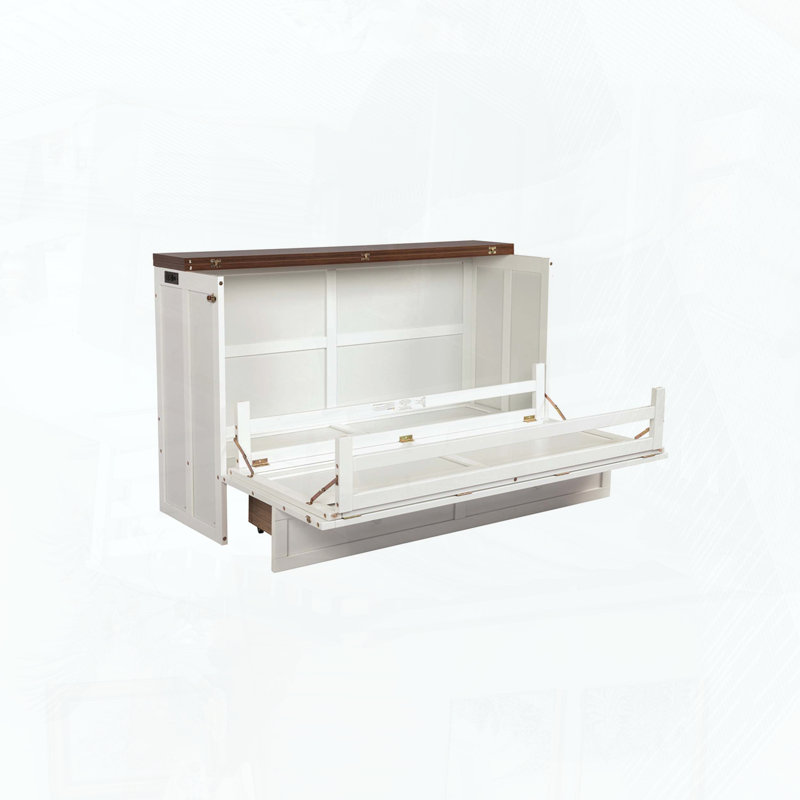 Grand lit escamotable avec tiroir de rangement et station de charge, Grand lit