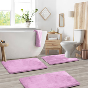 Ensemble de 3 tapis de bain en mousse viscoélastique ultra doux et absorbant avec envers antidérapant Aighan