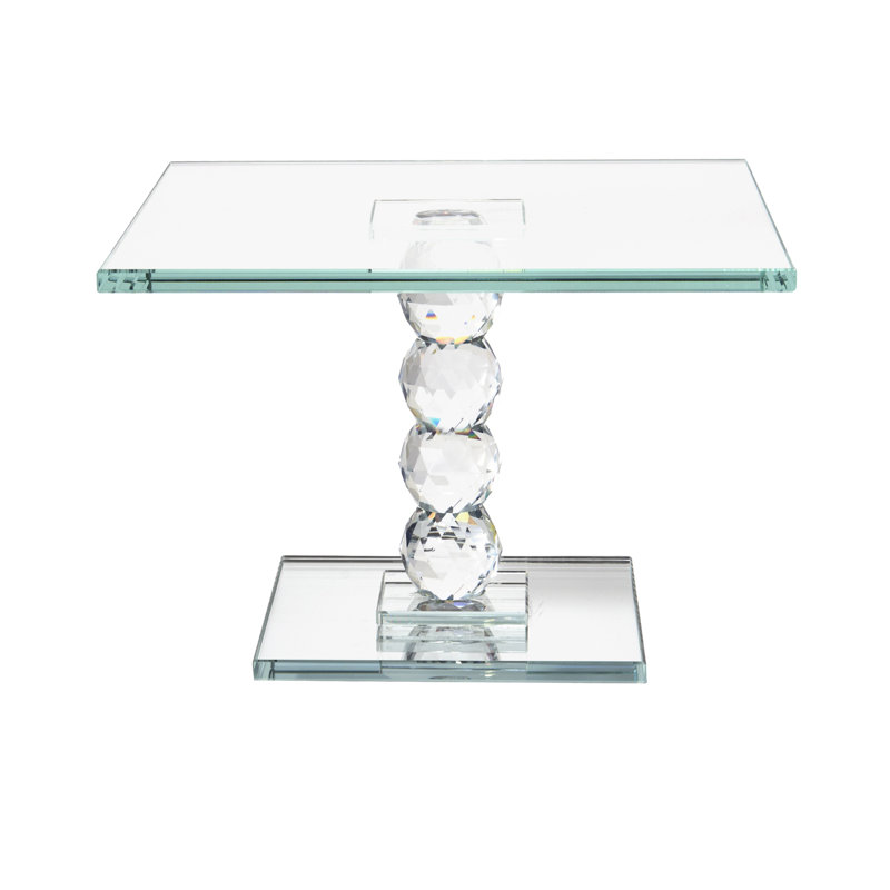Présentoir à dessert en cristal exquis avec base de piédestal en miroir