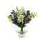 Lilac, Bouvardia And Eucalyptus Floral Arrangement In A Round Glass Vase