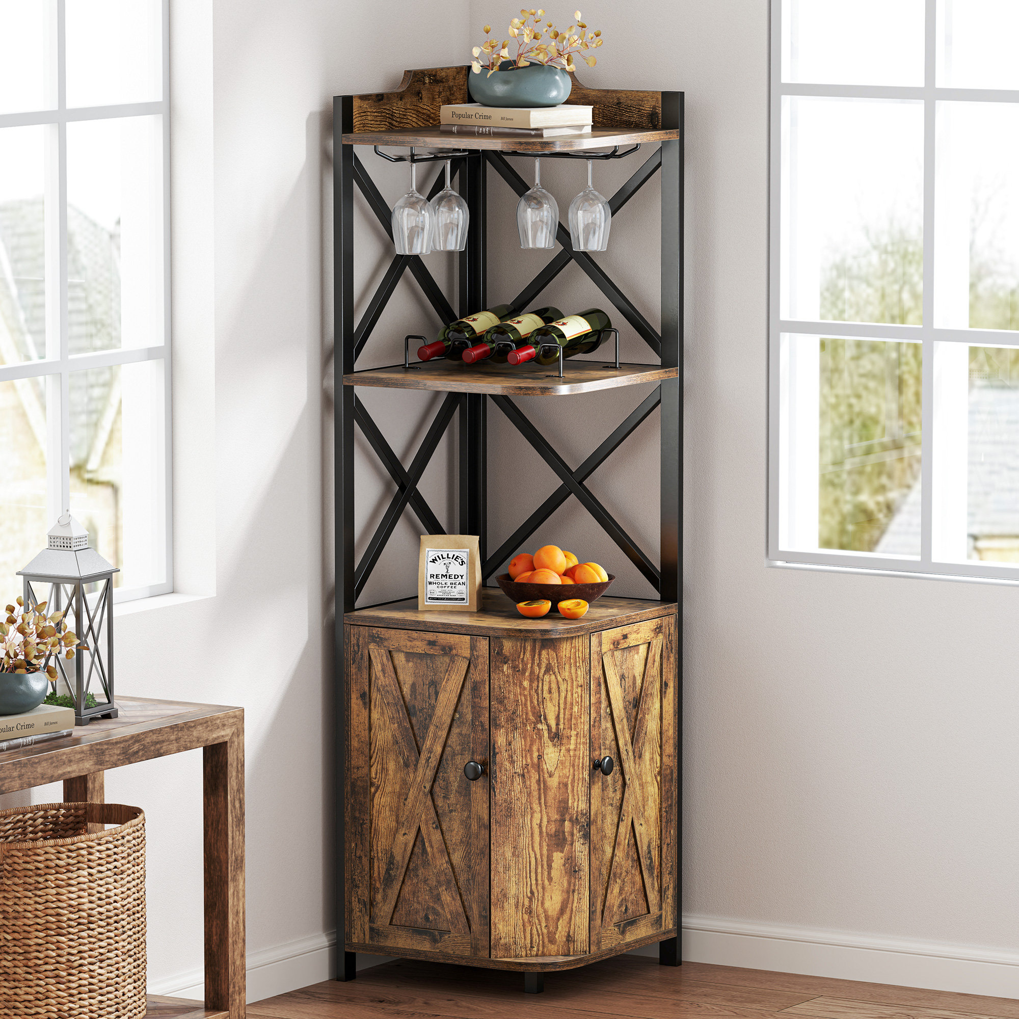 Trent Austin Design® Patria 62 8 quot H Corner Bar Cabinet with Glass