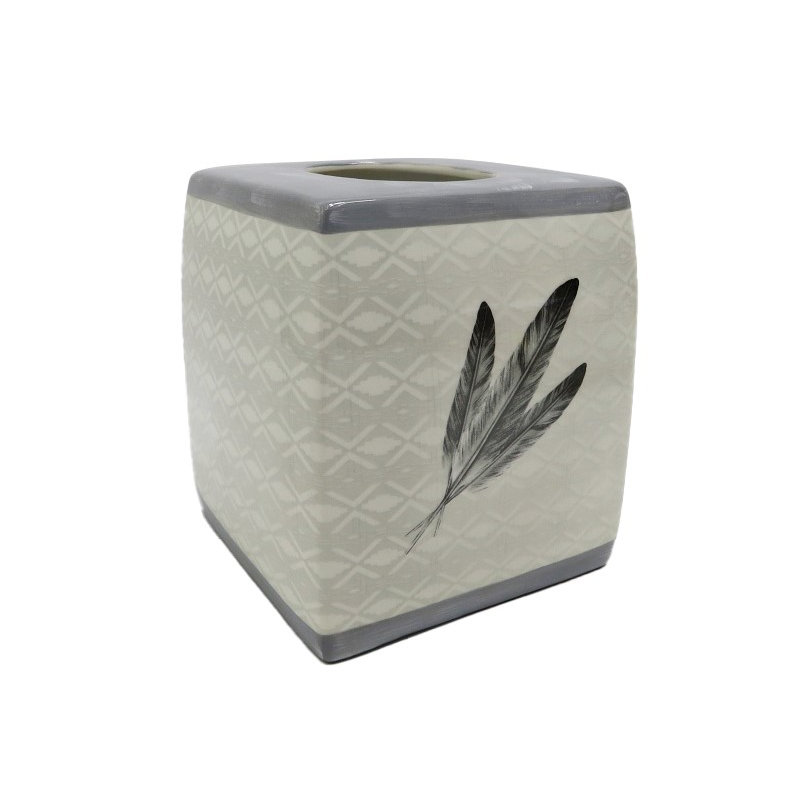 Tossed Feather Ceramic / Porcelain Tissue Box Cover