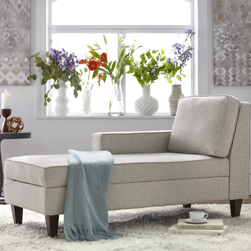 Chaise longue avec rangement Patnaude One, Polyester beige