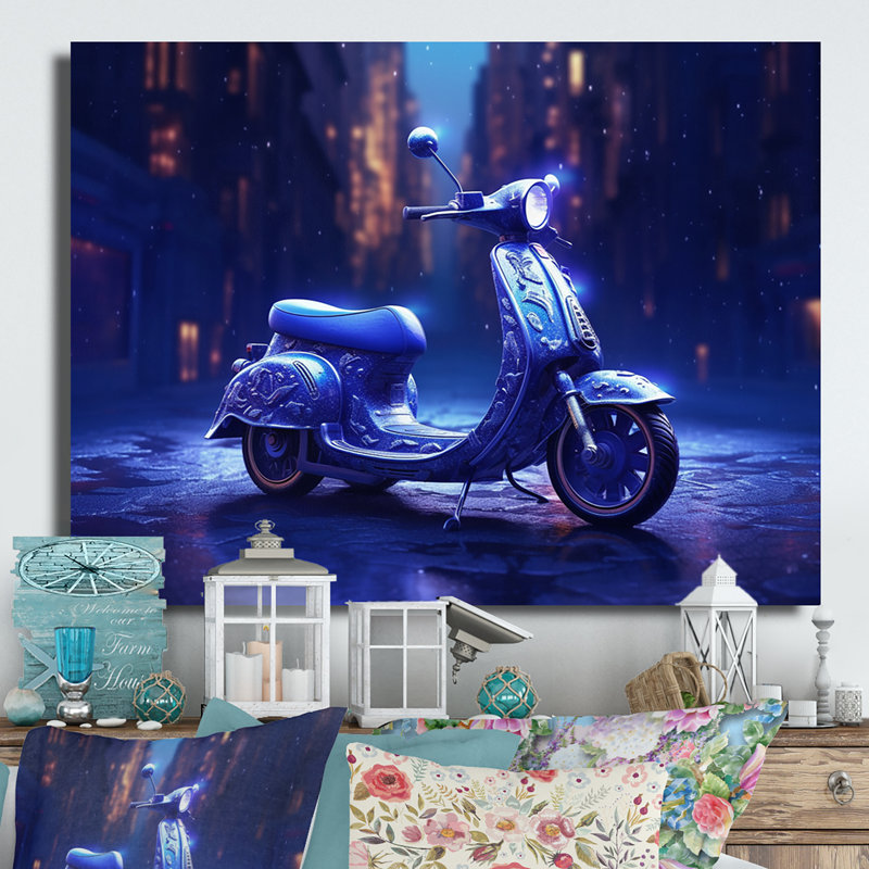Scooter City Rides I - Décoration murale de transport en métal, H 16 po x l 32 po x P 1 po