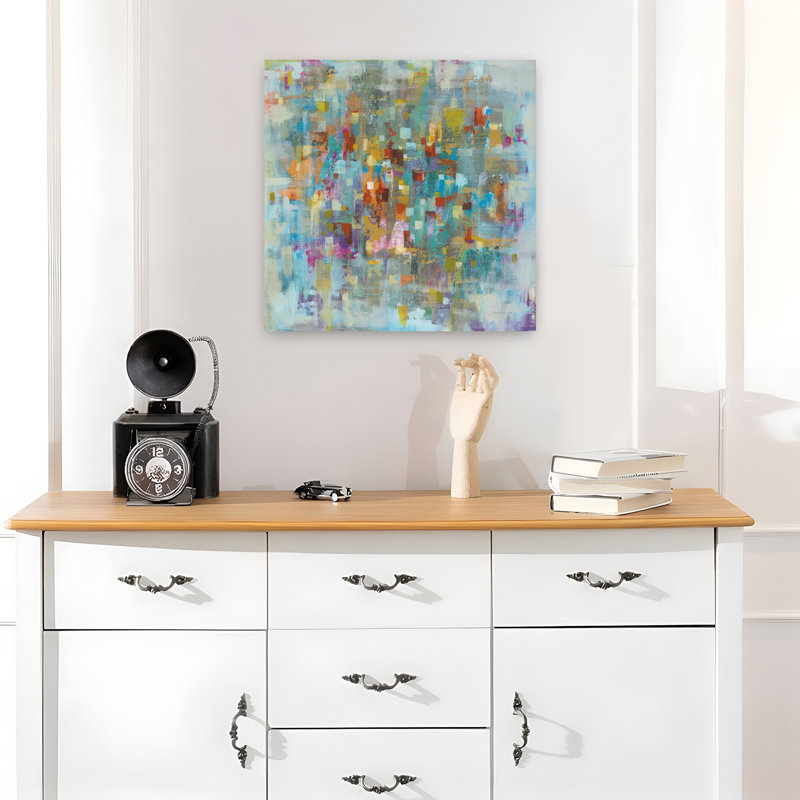 Confetti contemporain I avec art abstrait bleu, H 18 po x l 18 po