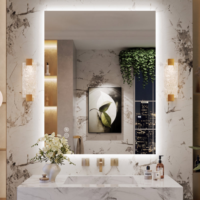 Miroir de salle de bain à DEL rétroéclairé sans cadre certifié Lunara UL, 36 po x 28 po