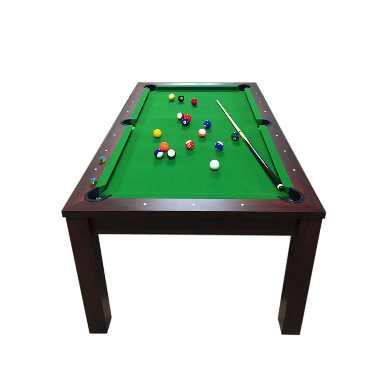 Table de billard convertible 7 pi avec dessus de salle à manger, bancs de rangement et accessoires complets RICH GREEN, Vert