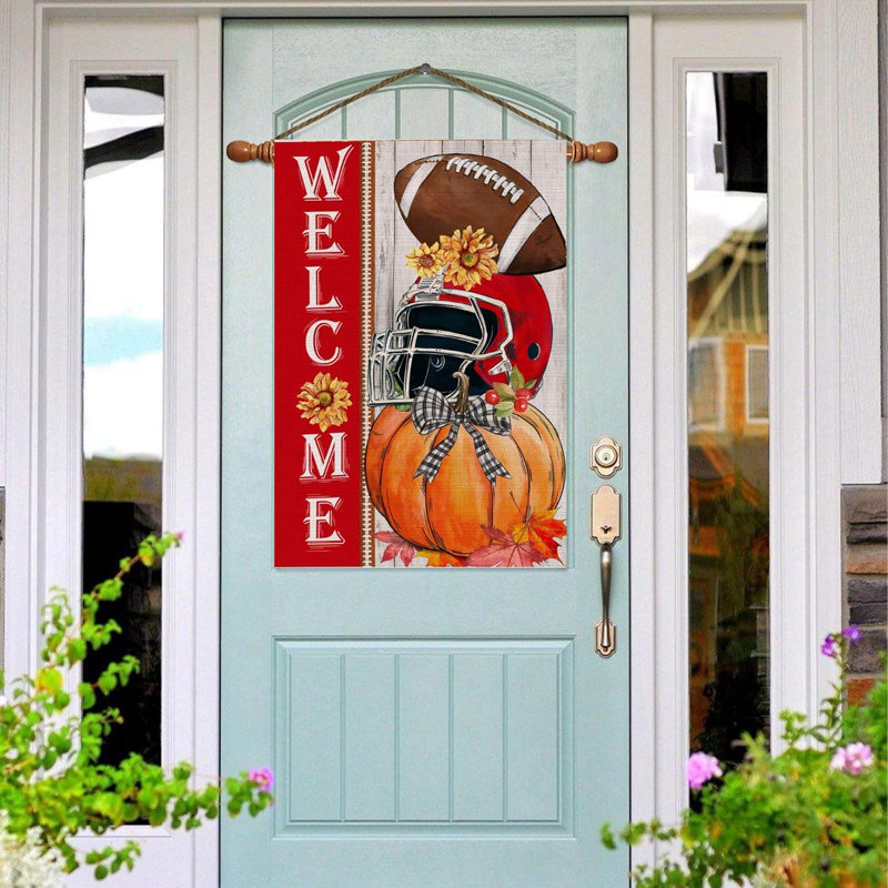 Drapeau d'automne 28 x 40 double face, drapeau de la maison de football d'automne d'automne, drapeaux de citrouilles de football d'automne