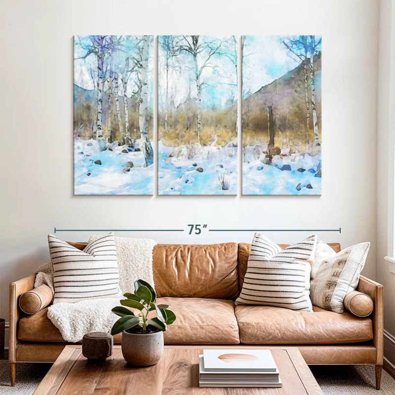 Harnek, arbres blancs d'hiver, H 32 po x l 50 po