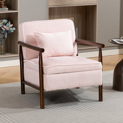 Fauteuil d'appoint rembourré en velours côtelé de 26,6 po de largeur avec coussin supplémentaire