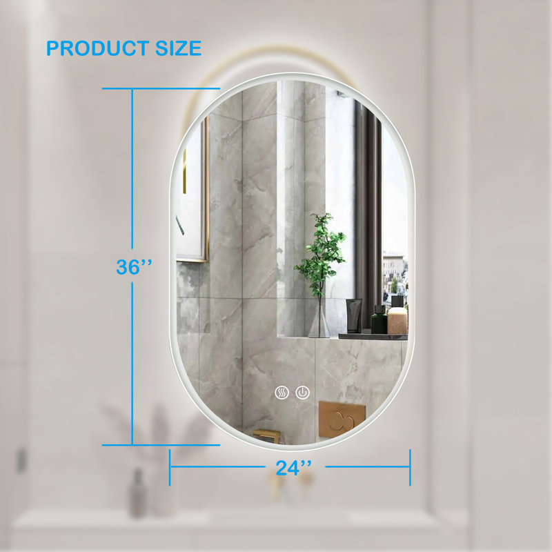 Miroir de salle de bain mural tendance, 36 po x 24 po