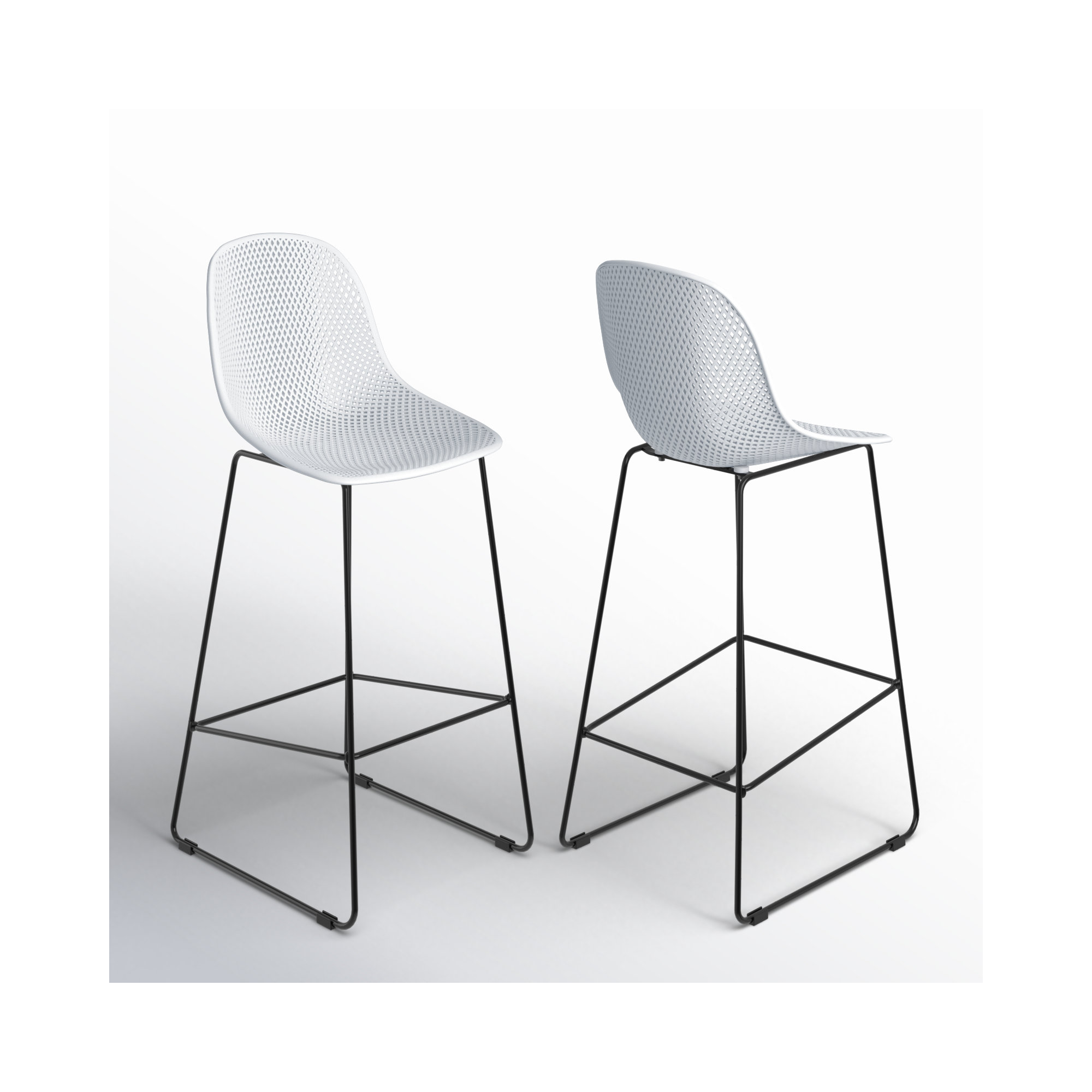 Dusti Iron Outdoor Bar Stool, 29.25" H, White