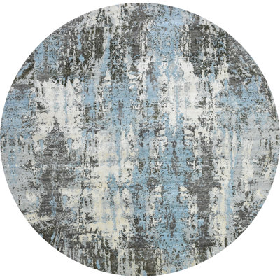 Abstract Area Rug in Gray/Light Blue/Ivory