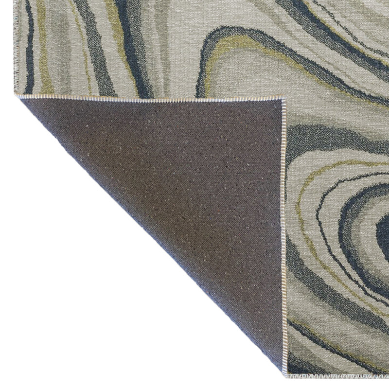 Tapis décoratif moderne à motif abstrait bleu et jaune, Rectangle 4 pi 8 po x 6 pi 7 po