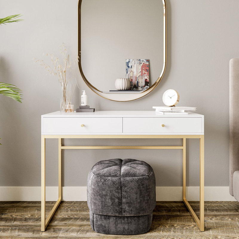 Leini 42'' Desk, White/Yellow