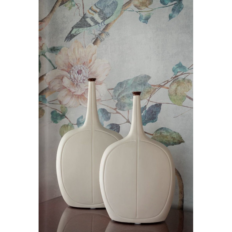 Vence Handmade Porcelain China Table Vase, 13.5" H x 8" W x 3.5" D