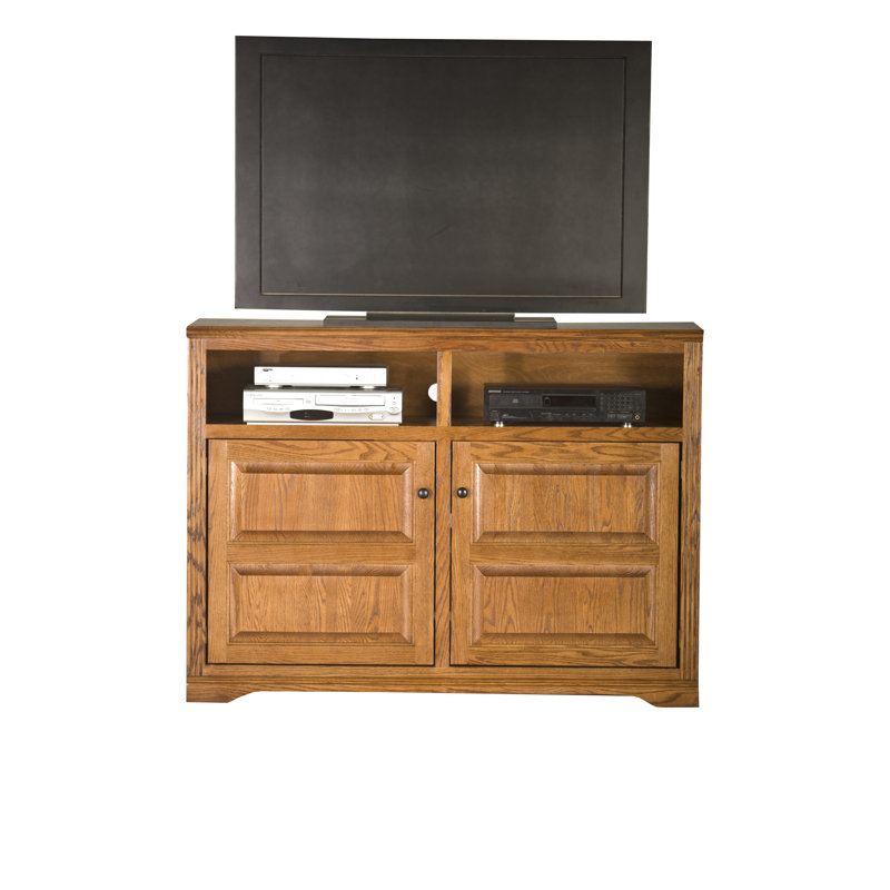 Rafeef Solid Wood TV Stand, Raised Panel, 55" L, Medium Oak