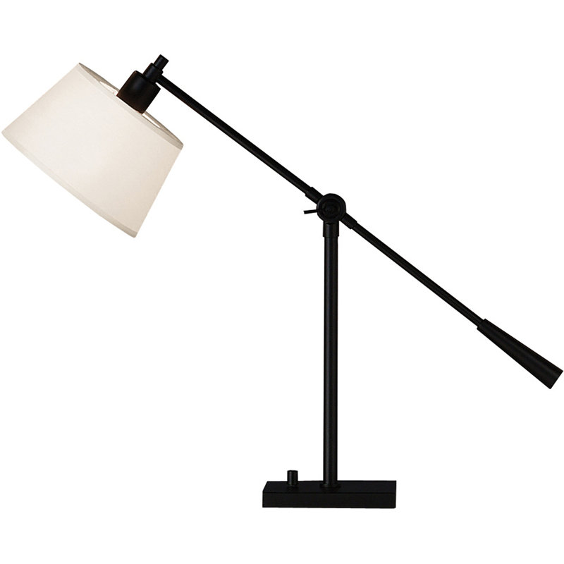 Edison Adjustable Black Metal Desk Lamp with Fabric Shade