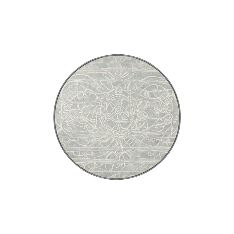 Machine Washable Gray Area Rug, Round 6'
