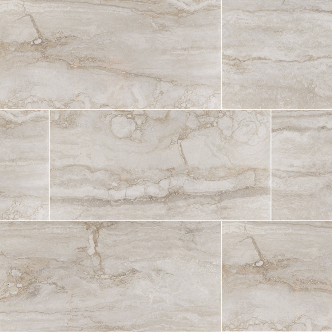 Beraldi 12 in. x 24 in. Polished Porcelain Stone Look Floor and Wall Tile Ackland 
