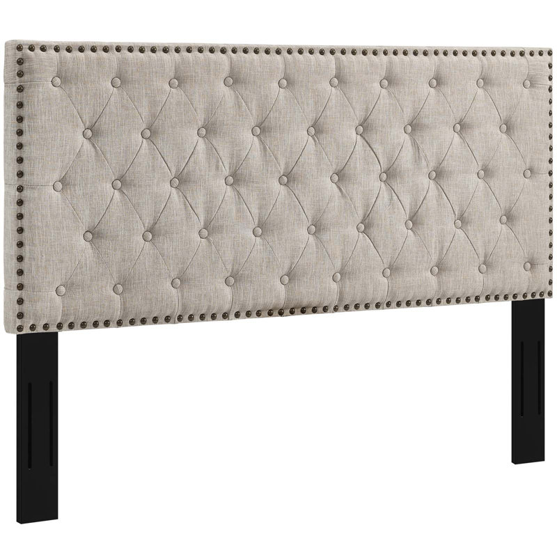 Modway Copper Grove Avdiivka Tufted Linen Headboard, Beige Polyester Blend, Full/Queen