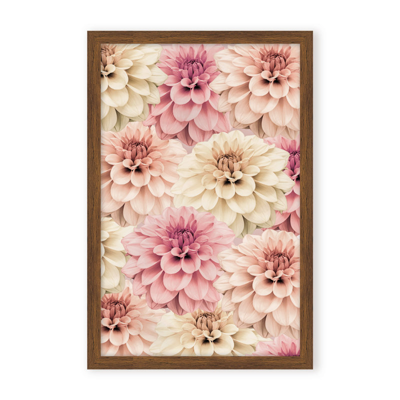 Nature Inspired Dahlia by  - Picture Frame Graphic Art on Paper, 24" H x 16" W x 1.125" D, Framed Matted Print, Beige