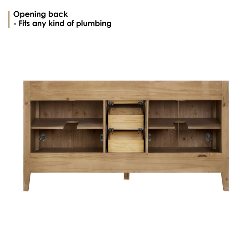 Laurel 59.2" Weathered Fir Double Bathroom Vanity Base