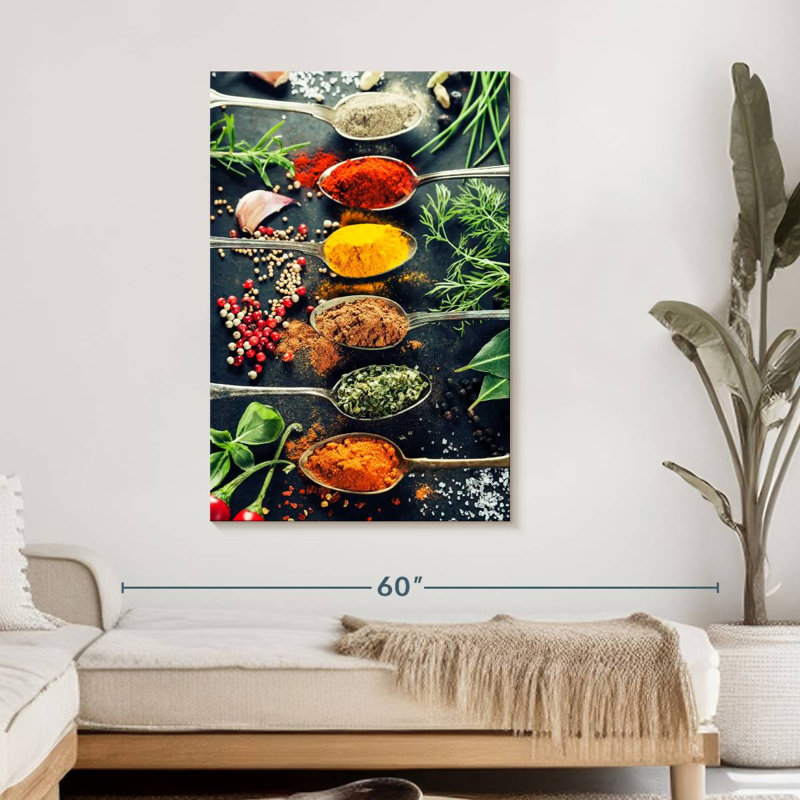 Spoons Of Spices Canvas Print, 30" H x 45" W x 1.25" D
