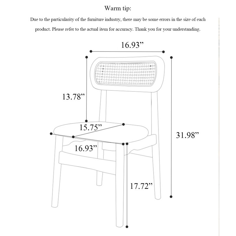 Chaise en rotin rétro avec dossier français en bois massif