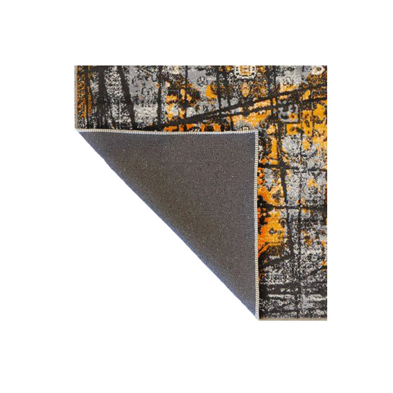 Yellow Gray Themed Striped Traditional Motif Patterned Vintage Decorative Carpet, Rectangle 2'4" x 4'