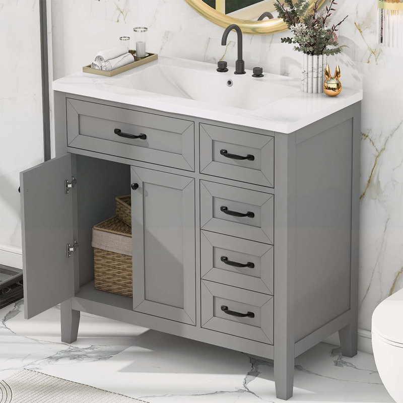 Meuble-lavabo polyvalent avec design élégant et rangement pratique