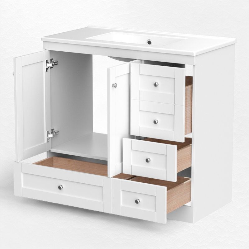  Meuble-lavabo simple 36 po avec lavabo en résine, Blanc