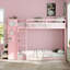 Lit simple superposé simple avec 4 tiroirs de rangement, rail suspendu, bande lumineuse et tablettes intégrées et 2 panneaux perforés, 3 couleurs disponibles, rose-130085096