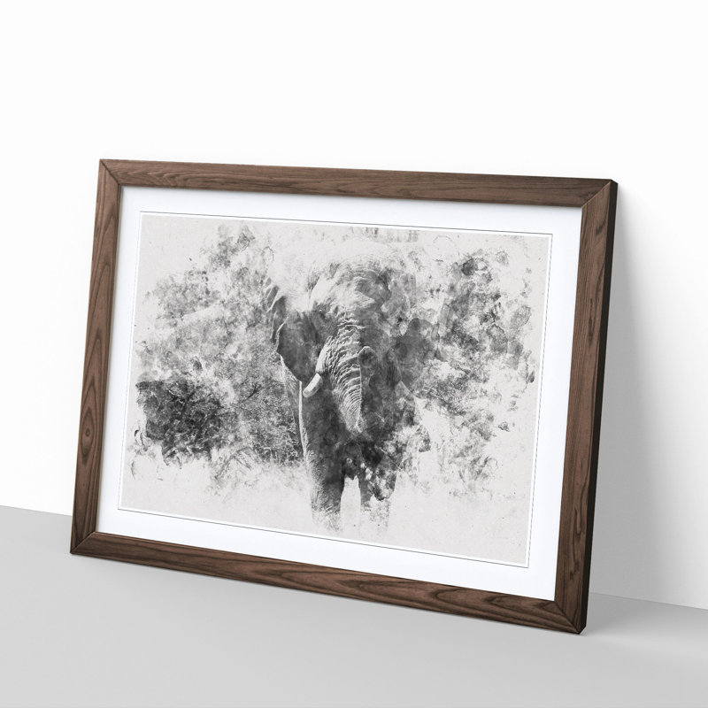 The Majestic Elephant Watercolour - Single Picture Frame Print on MDF, 62cm H x 87cm W x 2cm D, Walnut Framed