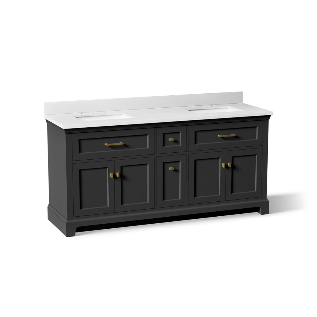 Charlemont 60 In. Bathroom Vanity Cabinet With Sinks And Quartz Top Kohler Base 