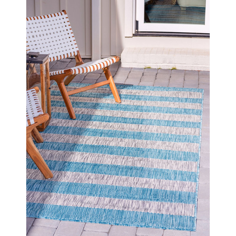 Hong Striped Indoor / Outdoor Rug, Rectangle 8' x 11'4"