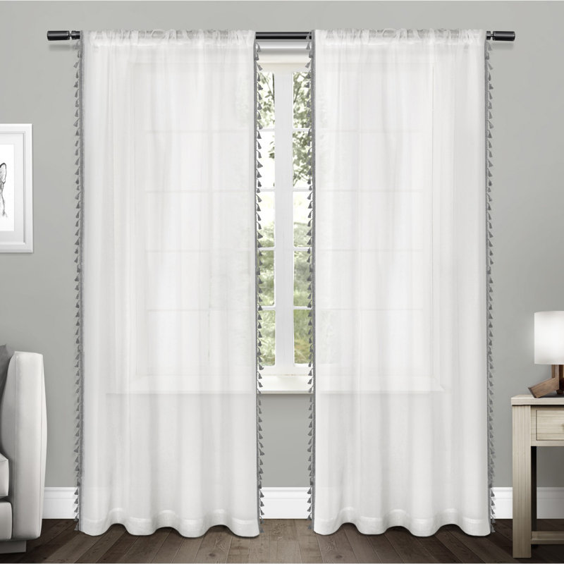 Paire de rideaux transparents Hucksley, l 54 po x L 84 po, Perle noire