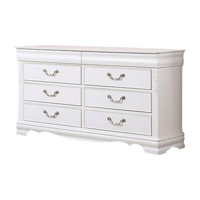 Commode 6 tiroirs l 53,6 po blanche